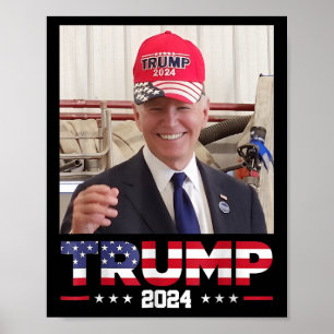 Joe Biden Wearing A Trump Hat  Poster