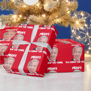 JOE BIDEN WEARING SANTA HAT THE THING  WRAPPING PA PAPER