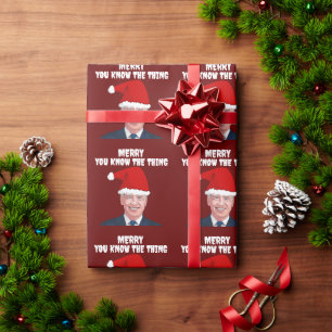 JOE BIDEN WEARING SANTA HAT THE THING WRAPPING PAP WRAPPING PAPER