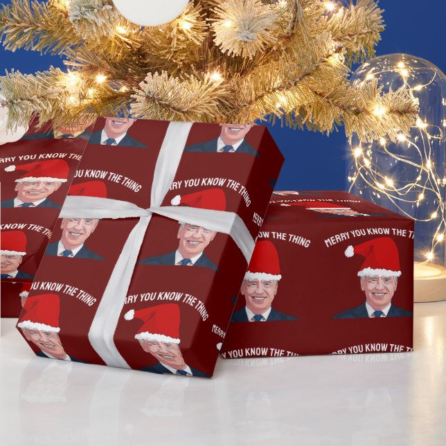 JOE BIDEN WEARING SANTA HAT THE THING WRAPPING PAP WRAPPING PAPER (Holidays)