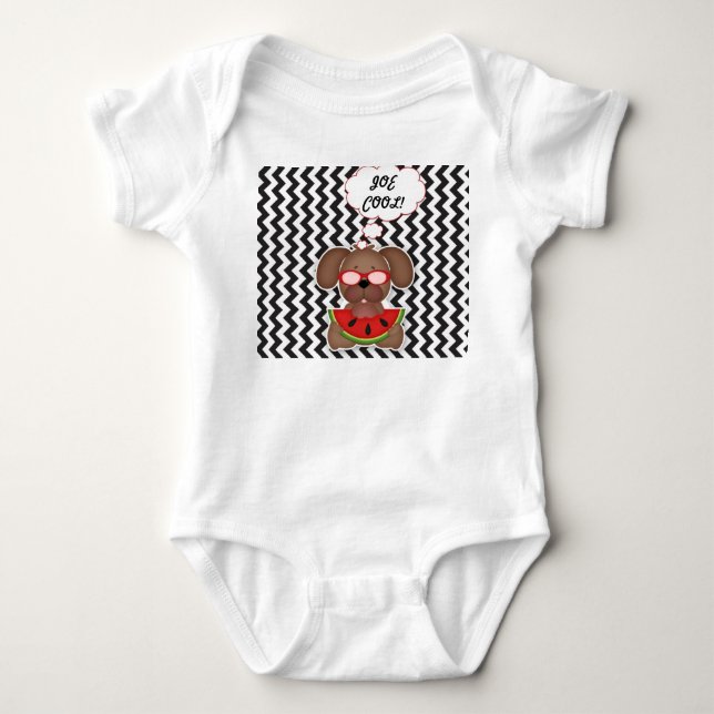 Joe Cool tshirt baby boy puppy sleeper (Front)