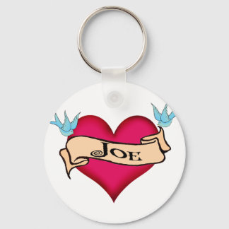 Joe - Custom Heart Tattoo T-shirts & Gifts Keychain