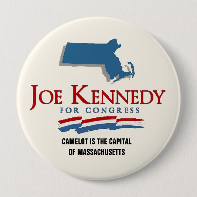 Joe Kennedy, III Camelot Restored 4 Inch Round Button (Front)