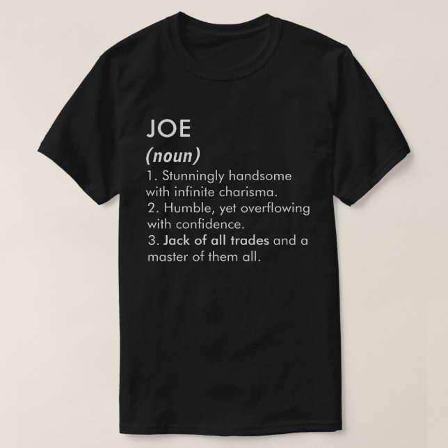 Joe name, Editable name, Custom name T-Shirt (Design Front)