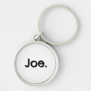 Joe. Name Word in black lettering on white Keychain