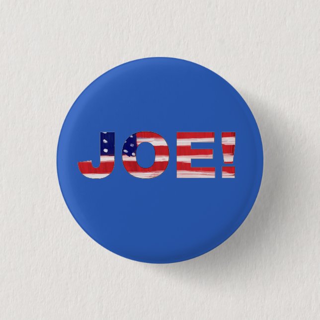 JOE! On Blue With Flag 1 Inch Round Button (Front)