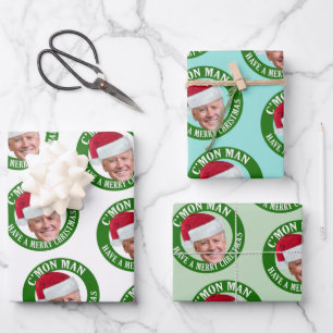 Joe Santa Hat - C'mon Man Have a Merry Christmas Wrapping Paper Sheet