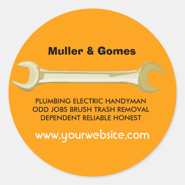 Joe The Plumber Golden Wrench Classic Round Sticker (Front)