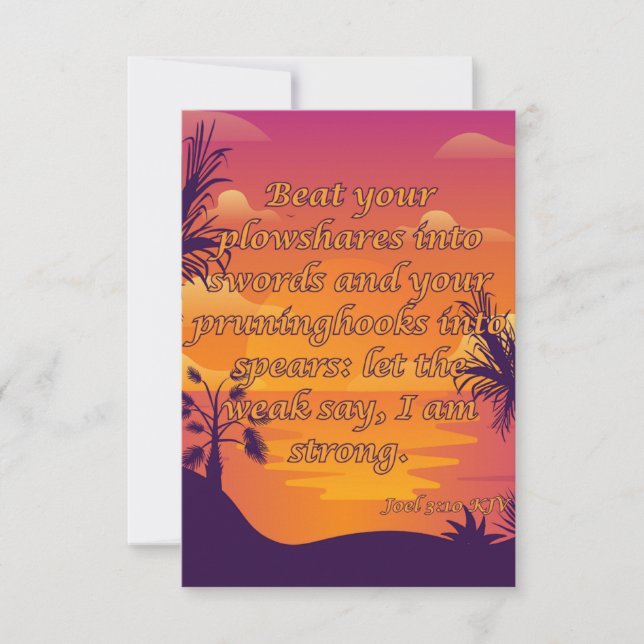 Joel 3:10 KJV Bible Verse Christian Scripture Pic Card (Front)