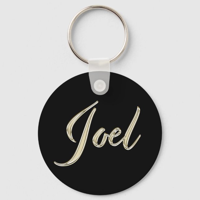 Joel Name whitegold Button Schlüsselanhänger Keychain (Front)