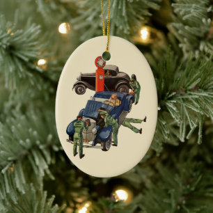 Joe's Full Service Gas Station, Vintage Business Ceramic Ornament