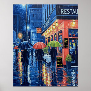Joe's Place Downtown Night Scene  Poster