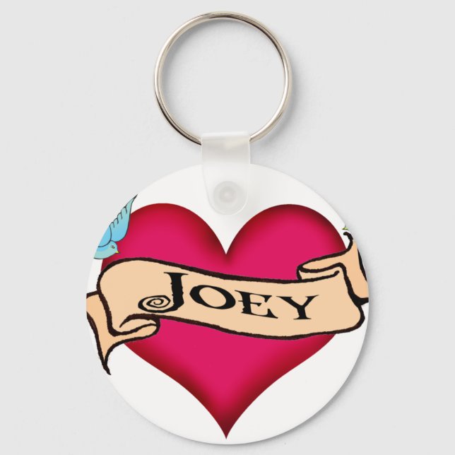 Joey - Custom Heart Tattoo T-shirts & Gifts Keychain (Front)
