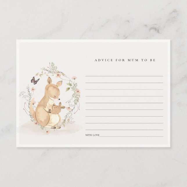 Joey Kangaroo Floral Advice For Mum Baby Shower Enclosure Card (Front)