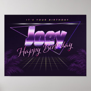 Joey Nom Vorname lila retro Poster Geburtstag