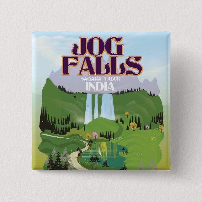 Jog Falls,Jog Falls,Sagara taluk of Karnataka 2 Inch Square Button (Front)