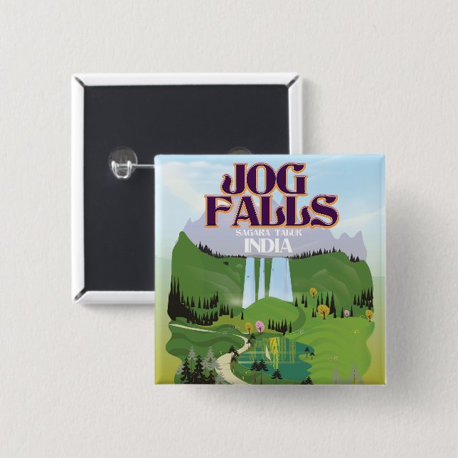 Jog Falls,Jog Falls,Sagara taluk of Karnataka 2 Inch Square Button (Front & Back)