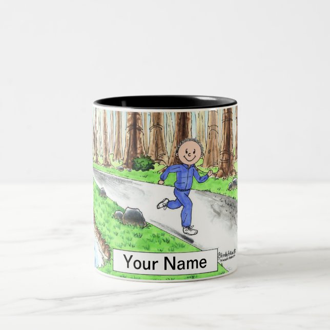 Jogger - Male Cartoon by PrintedPerfection.com  Two-Tone Coffee Mug (Center)
