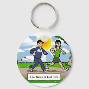 Jogger Runner- Couple Cartoon by PrintedPerfection Keychain