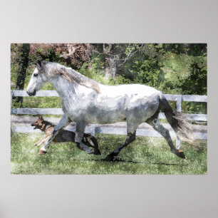JOGGING BUDDIES WATERCOLOR Poster