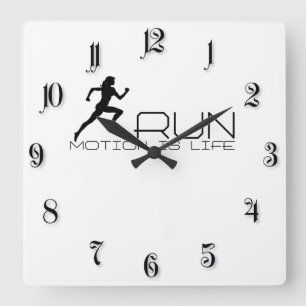Jogging girl square wall clock
