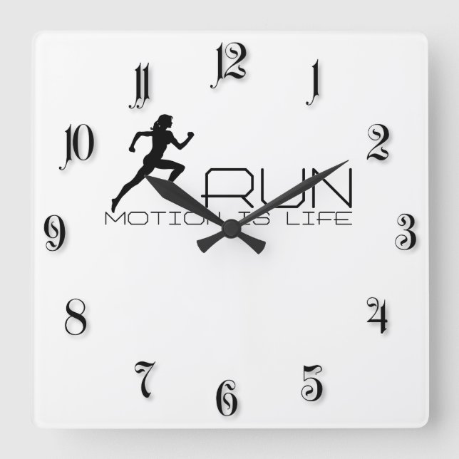Jogging girl square wall clock (Front)