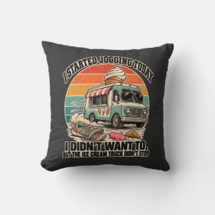 Jogging Ice Cream Truck Didn't Stop Runner Humour Throw Pillow