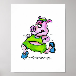 Jogging Pig Poster