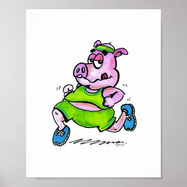 Jogging Pig Poster (Front)