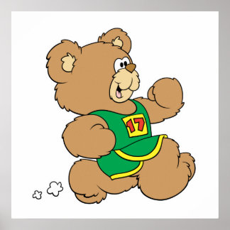 Jogging Running Bear Poster