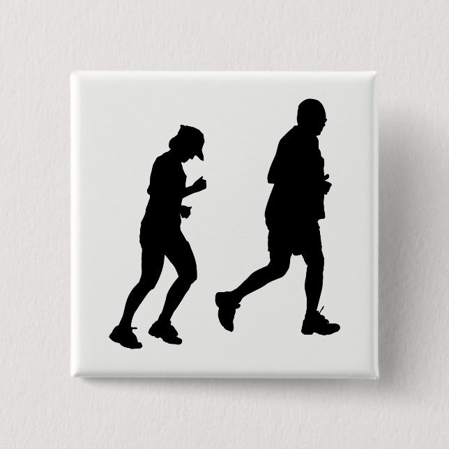 Jogging Silhouette 2 Inch Square Button (Front)