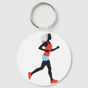 jogging woman keychain