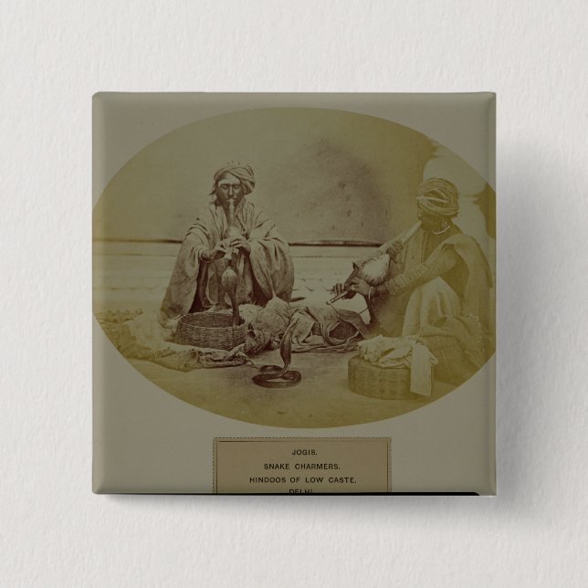 Jogis or Snake Charmers, Low Caste Hindus from Del 2 Inch Square Button (Front)