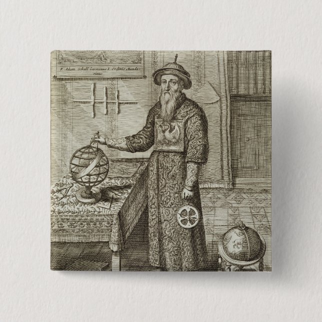 Johann Adam Schall von Bell (1591-1666) from 'Chin 2 Inch Square Button (Front)