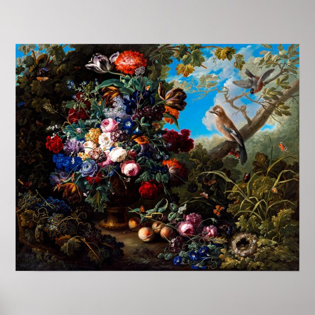 Johann Baptist Drechsler: Large floral still life  Poster (Front)