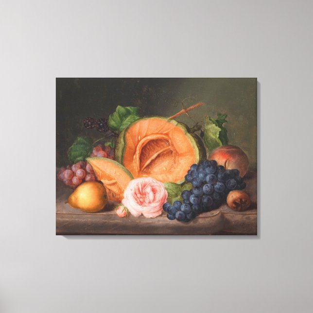 Johann Geor Seitz Still Life with Pumpkin and Rose Canvas Print (Front)
