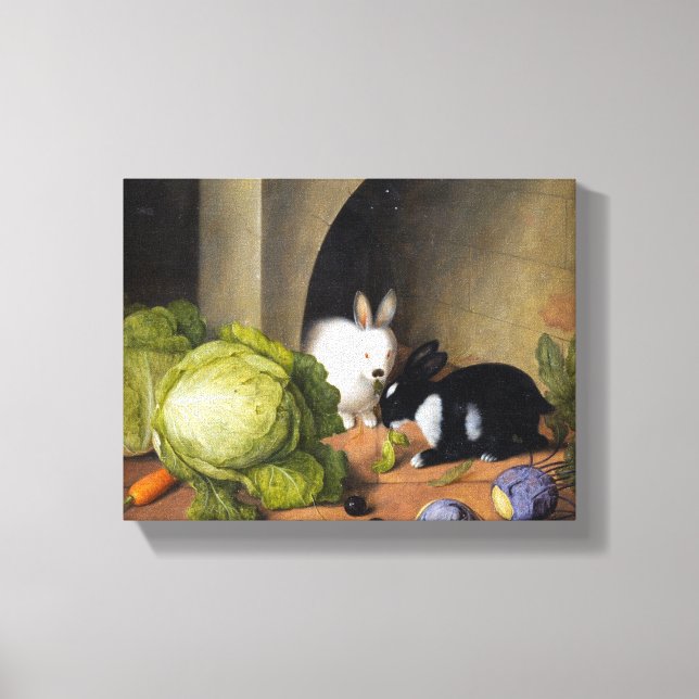 Johann Georg Seitz Vegetable Still Life with Bunny Canvas Print (Front)