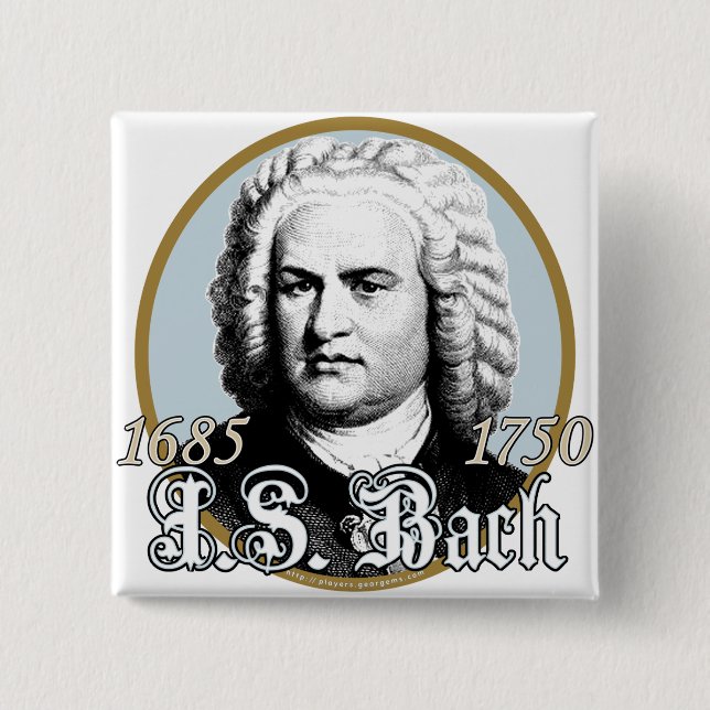 Johann Sebastian Bach 2 Inch Square Button (Front)
