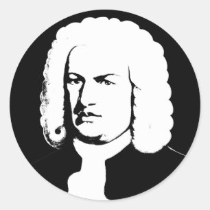 Johann Sebastian Bach abstract in black and white Classic Round Sticker