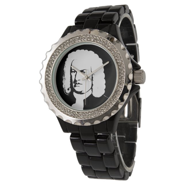 Johann Sebastian Bach abstract in black and white Watch (Angled)