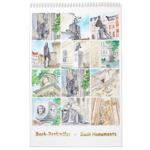 Johann Sebastian Bach Monuments, Watercolor Style Calendar