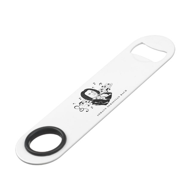 Johann Sebastian Bach Portrait and Bust with Notes Bar Key (Front Angled)