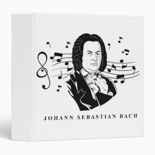 Johann Sebastian Bach Portrait and Bust with Notes Binder