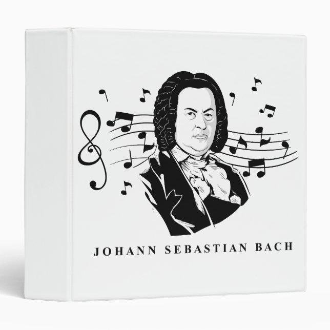 Johann Sebastian Bach Portrait and Bust with Notes Binder (Front/Spine)
