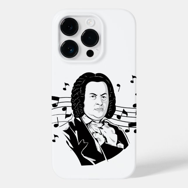Johann Sebastian Bach Portrait and Bust with Notes Case-Mate iPhone Case (Back)
