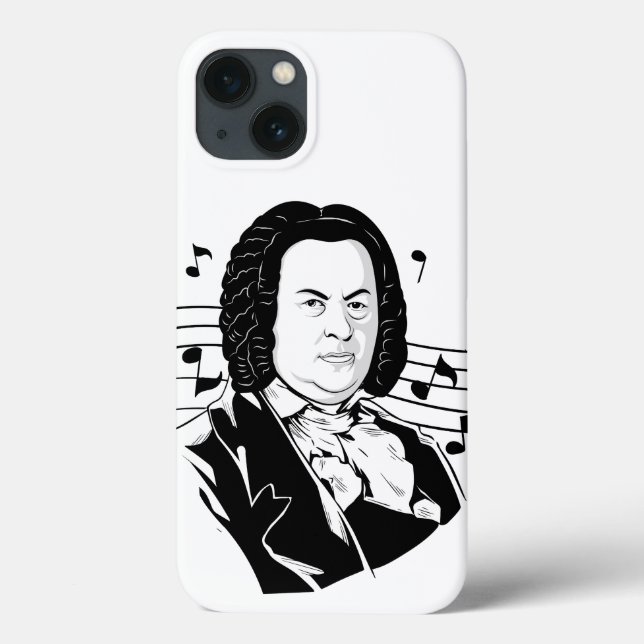 Johann Sebastian Bach Portrait and Bust with Notes Case-Mate iPhone Case (Back)