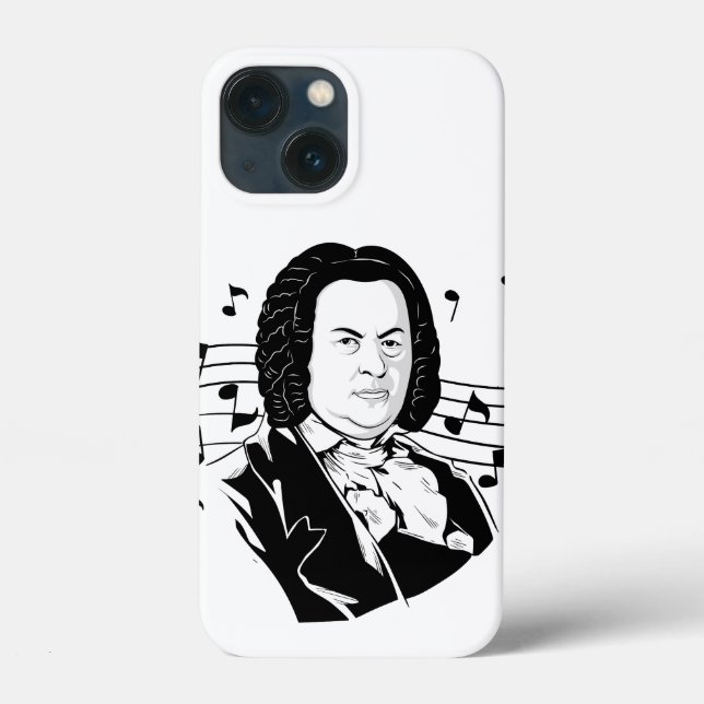 Johann Sebastian Bach Portrait and Bust with Notes Case-Mate iPhone Case (Back)