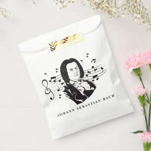 Johann Sebastian Bach Portrait and Bust with Notes Favour Bag