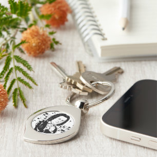 Johann Sebastian Bach Portrait and Bust with Notes Keychain