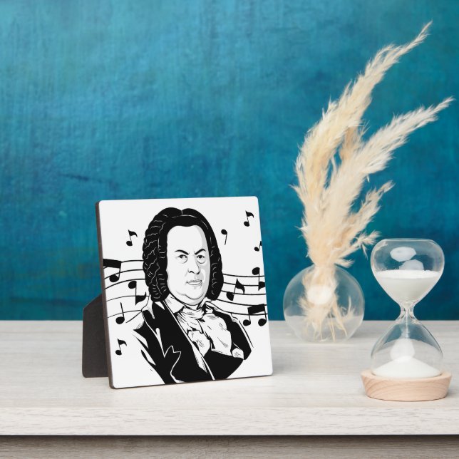Johann Sebastian Bach Portrait and Bust with Notes Plaque (Insitu)